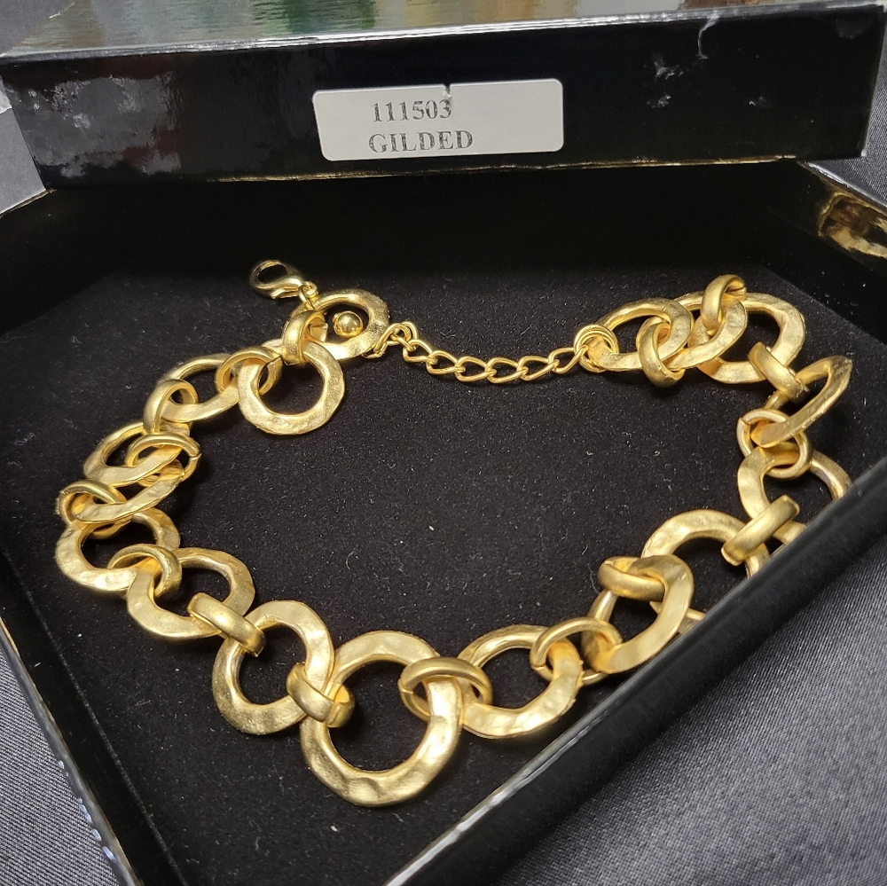 Carlisle GILDED Pounded Gold Necklace - Picture 7 of 8